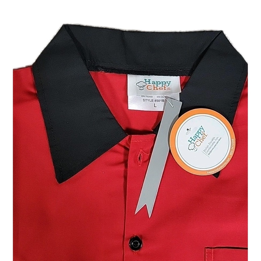 Happy Chef Men's Red Size Large‎ Signature 3/4 Sleeve Coat